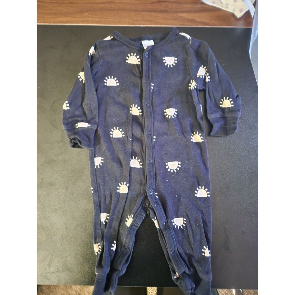 Modern Moments by Gerber Baby 3-6M Navy Sun Print Long Sleeve Romper